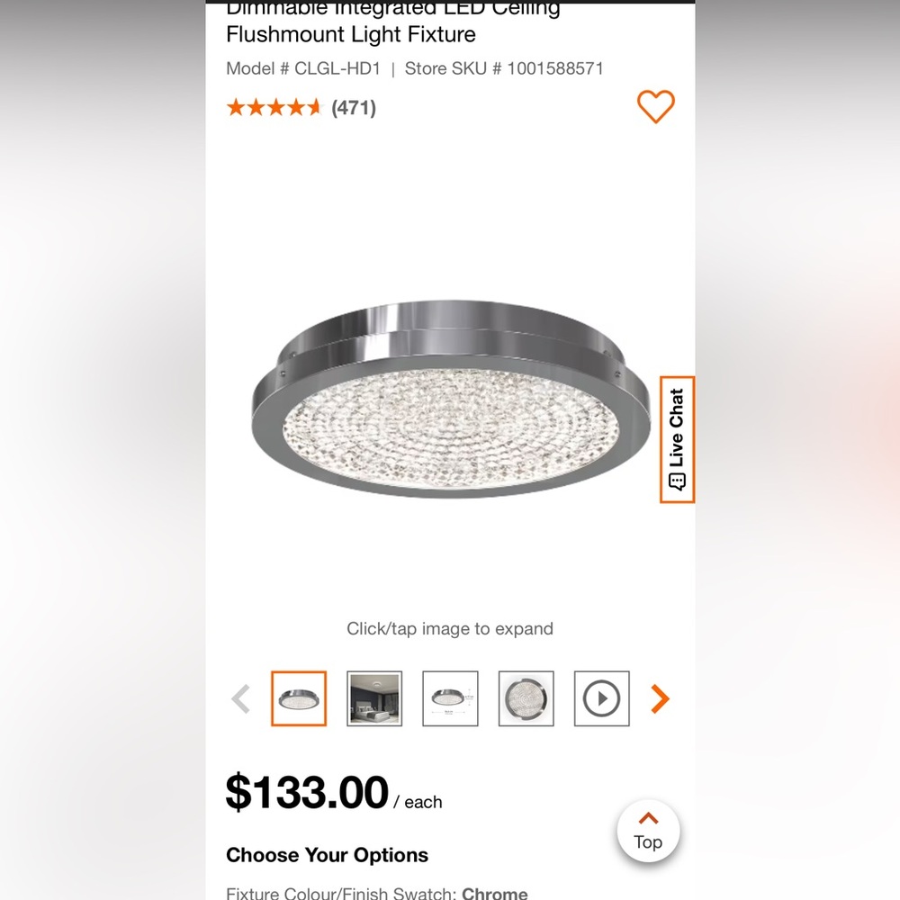 Artika glam chrome ceiling light